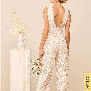 Lulus Enamored With You White Lace Wide-Leg Jumpsuit